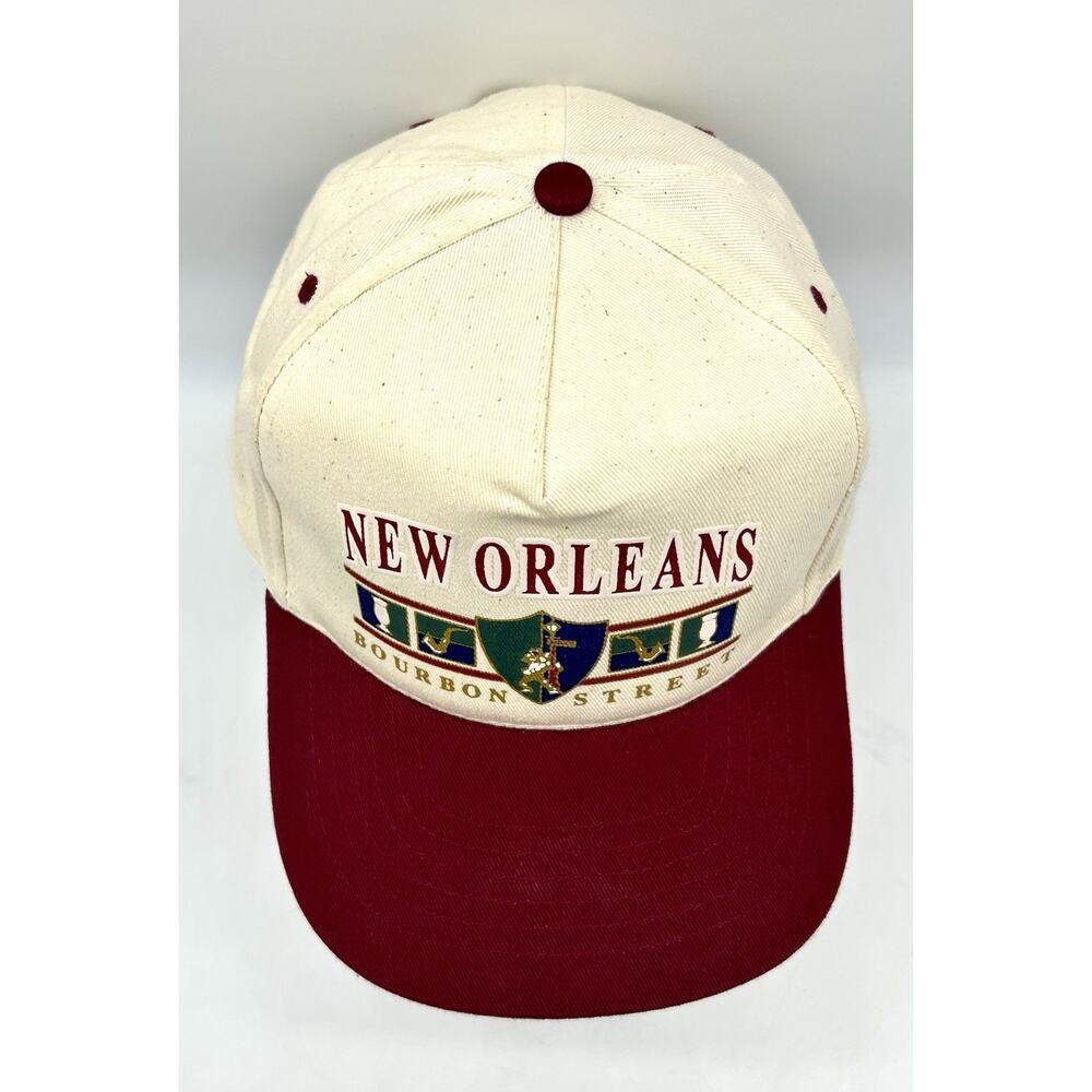 Vtg 90’s New Orleans Bourbon Street Burgundy Cream Snapback Trucker Hat NWOT - Picture 4 of 9